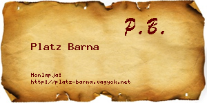 Platz Barna névjegykártya
